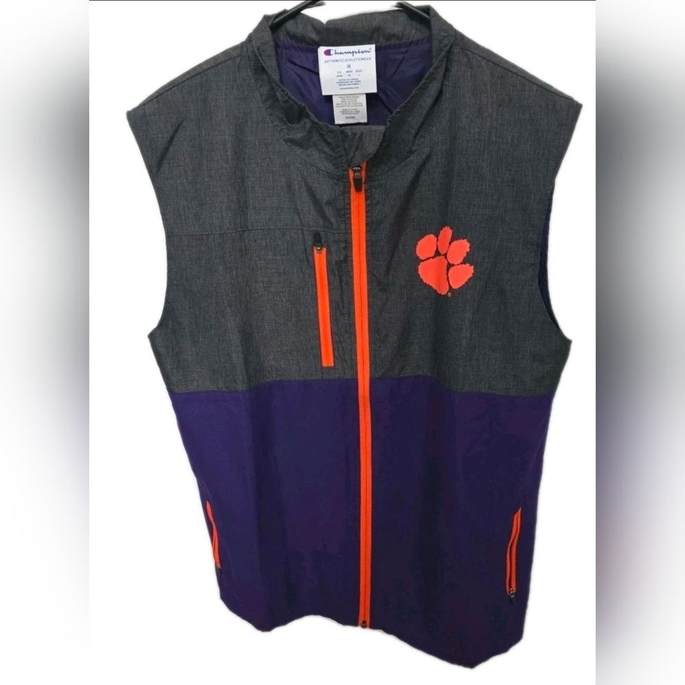 Champion Clemson Tigers Ncaa AccFull Zip Windbreaker Vest *Medium* Colorblock
